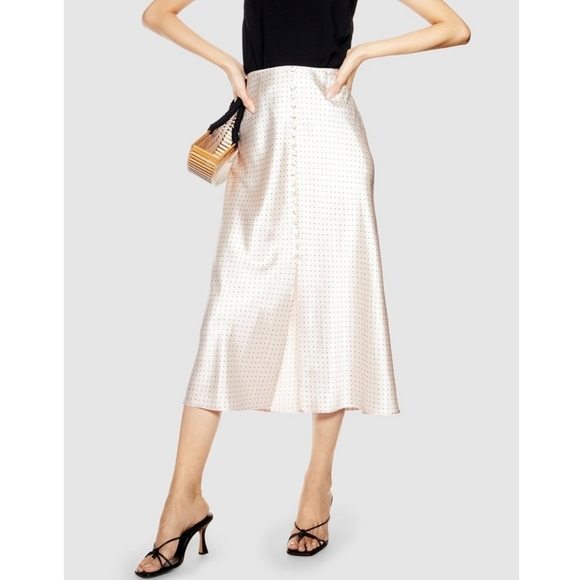 Topshop Dresses & Skirts - TOPSHOP Spot Button Satin Bass Skirt - Nude